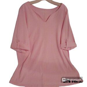 Woman Within pink knit top tee sz 1X